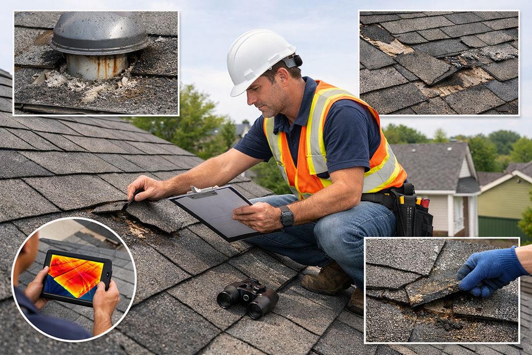 Inspection of a damaged and outdated roof
