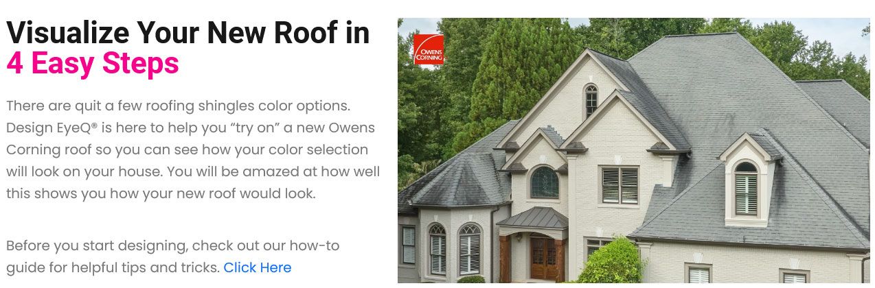 Owens Corning roof visualizer preview on a phone